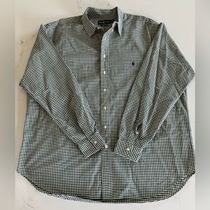 Ralph Lauren Green Cream Checkered Long Sleeve Shirt Men Size 2XLT Classic Fit